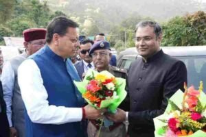 विधानसभा सत्र के लिए गैरसैंण आगमन पर मुख्यमंत्री धामी का भव्य स्वागत